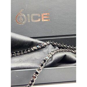 6 Ice Black  Rhinestone Tennis Necklace 18"  Japanned back in Box  Gift-Ready